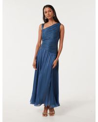Forever New - Nya Petite Metallic Asymmetrical Maxi Dress - Lyst