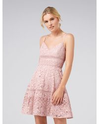 Forever New Selma Deep V-neck Lace Prom Dress - Pink