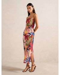 Forever New - Alex Strapless Mesh Ruched Midi Dress - Lyst