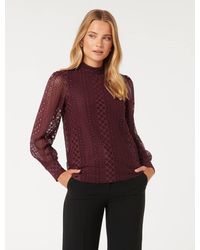 Forever New - Josephine High-Neck Lace Top - Lyst