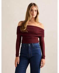 Forever New - Kaia Ruched Mesh Bardot Top - Lyst