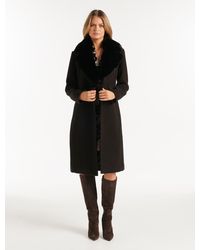 Forever New - Nina Double-Breasted Faux Fur Collar Coat - Lyst
