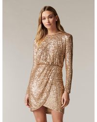 forever new sequin flippy hem mini dress in silver