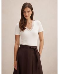 Forever New - Sienna Lace Trim Tee Shirt - Lyst