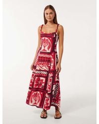 Forever New - Simona Square-Neck Linen Midi Dress - Lyst