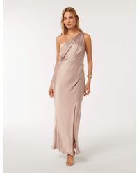 Forever New - Emily One-Shoulder Satin Maxi Dress - Lyst