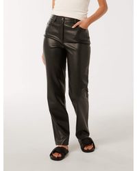 Forever New - Una Vegan Leather Straight-Leg Trousers - Lyst