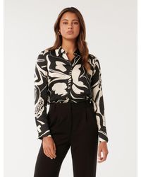 Forever New - Lila Longline Printed Satin Shirt - Lyst