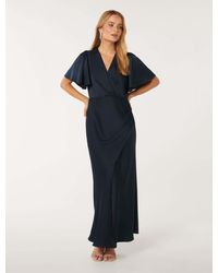 Forever New - Chelsea Flutter-Sleeve Satin Maxi Dress - Lyst