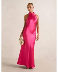 Forever New - Clementine High Neck Satin Maxi Dress - Lyst