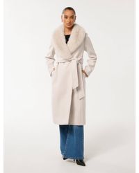 Forever New - Monica Petite Faux-Fur Collar Wrap Coat - Lyst