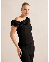 Forever New - Sadie Tipped Shoulder Ruffle Top - Lyst