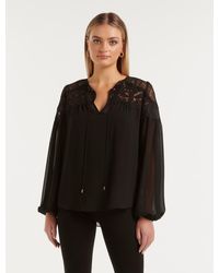 Forever New - Miya Lace-Yoke Blouse - Lyst