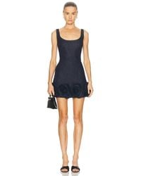 Self-Portrait - Denim 3D Flower Mini Dress - Lyst