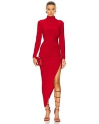 Norma Kamali - Long Sleeve Turtleneck Side Drape Gown - Lyst