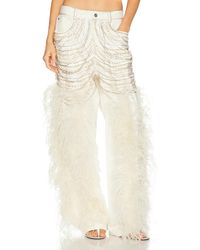 LAPOINTE - Cotton Twill Embroidered Straight Leg Pant - Lyst