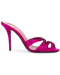 Saint Laurent - Crãªpe Satin Chandelle Mules Sandals - Lyst