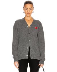 COMME DES GARÇONS PLAY - Lambswool Cardigan With Red Emblem - Lyst