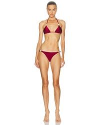 Adriana Degreas - Solid Triangle Beaded Bikini Set - Lyst
