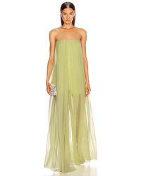 Cushnie Strapless Wide Leg Sheer Jumpsuit In - Multicolor
