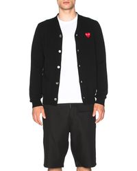 COMME DES GARÇONS PLAY - Lambswool Cardigan With Red Emblem - Lyst