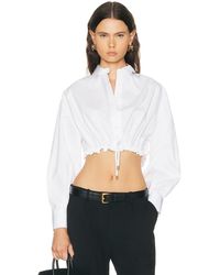 Carolina Herrera - Long Sleeve Button Down Cropped Top - Lyst