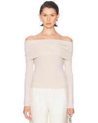 Enza Costa - Silk Rib Long Sleeve Off Shoulder Top - Lyst