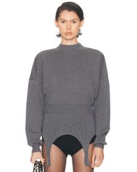 Jean Paul Gaultier - High Neck Bat Sleeves Lingerie Garter Pullover Sweater - Lyst