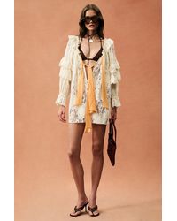 siedrés zaye lace-trimmed crepe mini dress Siedres Zaye Lace-trimmed Crepe Mini Dress in Natural