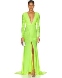 Alex Perry - Dalton V Neck Long Sleeve Ruched Gown - Lyst