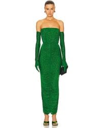 Alex Perry - Strapless Ruched Crystal Column Glove Dress - Lyst
