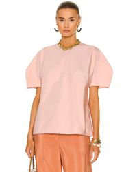 Damen Bekleidung Oberteile Kurzarm Oberteile Jil Sander Baumwolle Top aus einem Baumwollgemisch in Orange 