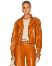 Orange Jonathan Simkhai Ronan Vegan Leather Jacket in Copper Womens Clothing Jackets Leather jackets 