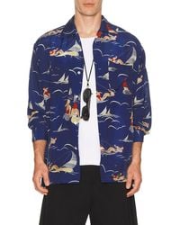 Beams Plus - Open Collar Cupro Print - Lyst