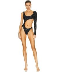Alessandra Rich Cut Out One Piece Swimsuit - Black