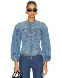 FRAME - The Nipped Collarless Jacket - Lyst