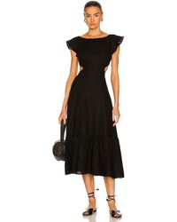 Marissa Webb Kingsley Linen Cut Out Midi Dress - Black