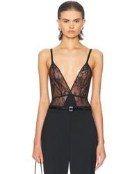 Adriana Degreas - Lace Plunge-Neck Bodysuit - Lyst