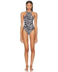 The Attico - Zebra Printed One Piece Swimsuit - Lyst
