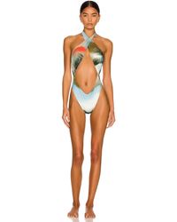 Miaou Bedruckter Bikinislip itty Bitty in Blau Damen Bekleidung Bademode und Strandmode Bikinis und Badeanzüge 