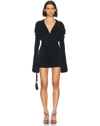 Norma Kamali Long Sleeve Deep V Ruffle Mini Dress in Yellow | Lyst