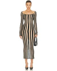 LAQUAN SMITH - Boat Neck Striped Mid Length Gown - Lyst
