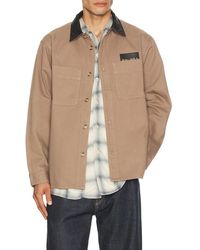 Palmes - Twill Leather Collar Overshirt - Lyst