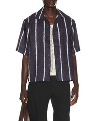 Commas - Shibori Stripe Cuffed Camp Collar Shirt - Lyst