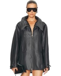 GRACE LING - Belted Collar Cocoon Wool Silk Coat - Lyst
