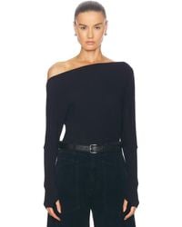 Enza Costa - Cashmere Cuffed Off Shoulder Longsleeve Top - Lyst