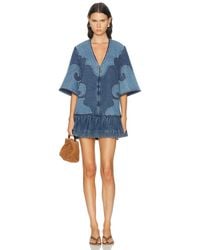 ALÉMAIS - Jesse Denim Applique Mini Dress - Lyst