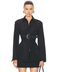 Alexander Wang - Long Sleeve Top With Back Slit And Belt - Lyst