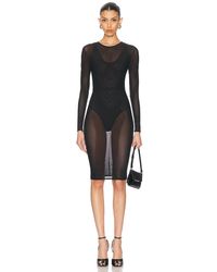 Alex Perry - Long Sleeve Power Mesh Midi Dress - Lyst