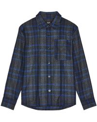 A.P.C. Wool Surchemise Basile Loose Fit Plaid Overshirt in Blue for Men ...